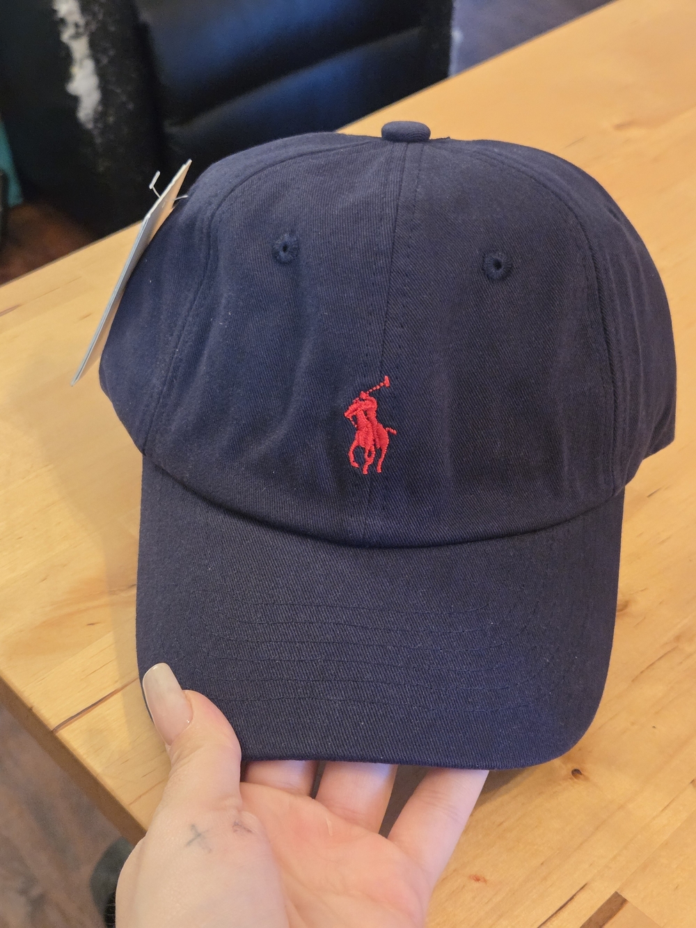 Ralph Lauren Navy Polo Pony Baseball Cap with Red Logo